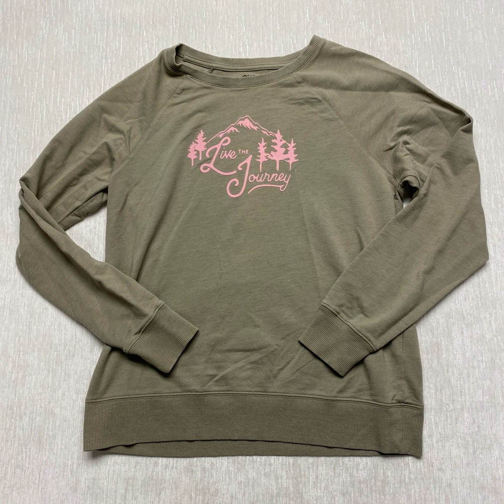 Columbia Live The Journey Sweatshirt Womens Medium Green Graphic Print Cotton